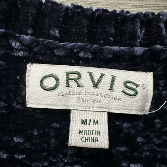 Orvis Womens Sweater Medium Velour Corduroy Blue Pullover Over Sized - Picture 3 of 4